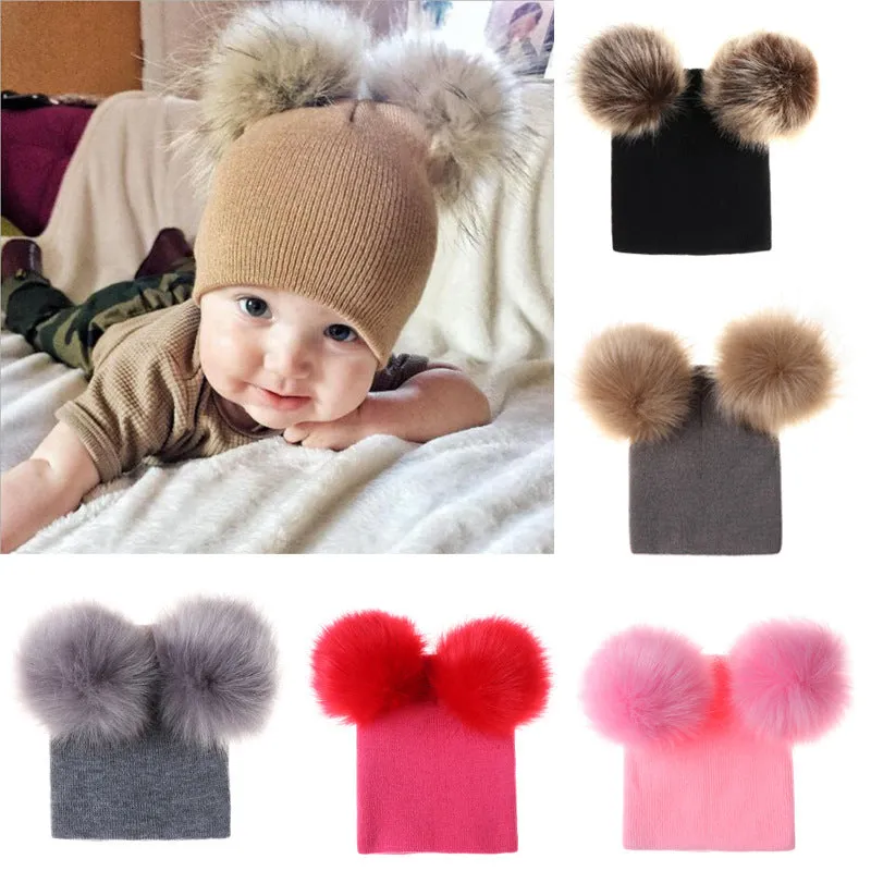 Children's Faux Fur Knit Hat