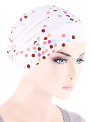 CKC-165#Chemo Cloche Cap in Ivory Ditzy Dot