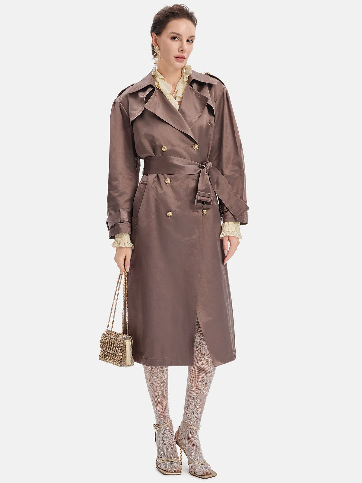 Classic Silky Wool Long Trench