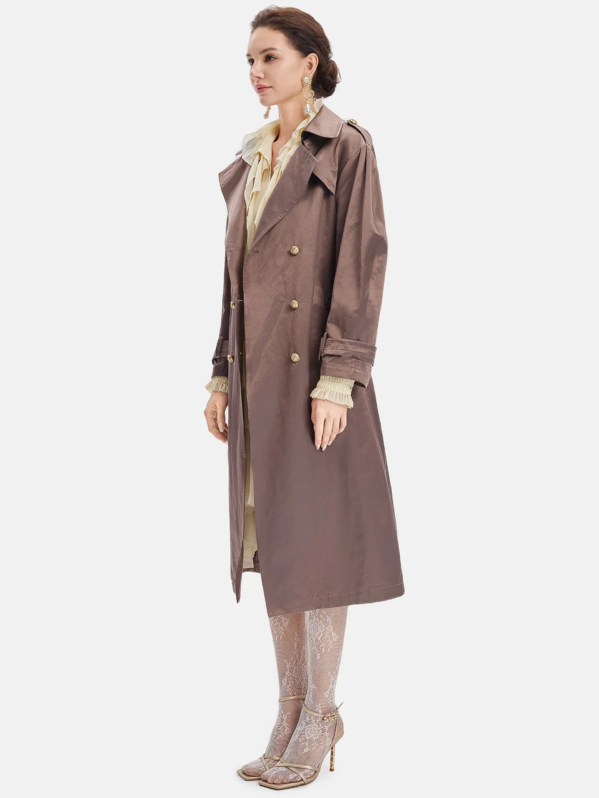 Classic Silky Wool Long Trench