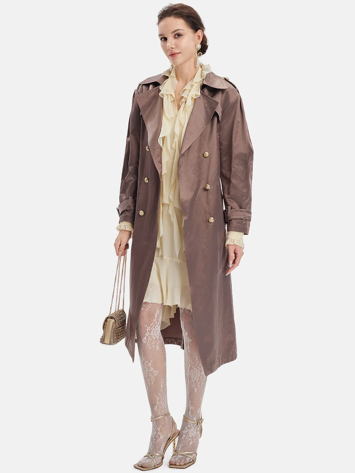 Classic Silky Wool Long Trench