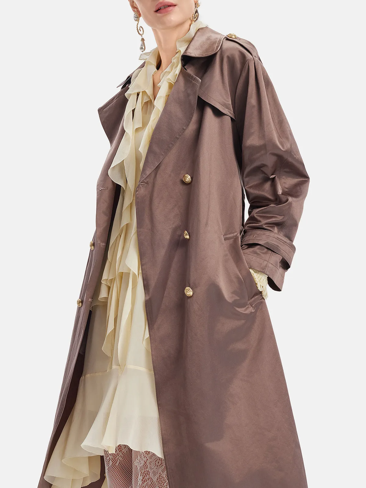 Classic Silky Wool Long Trench