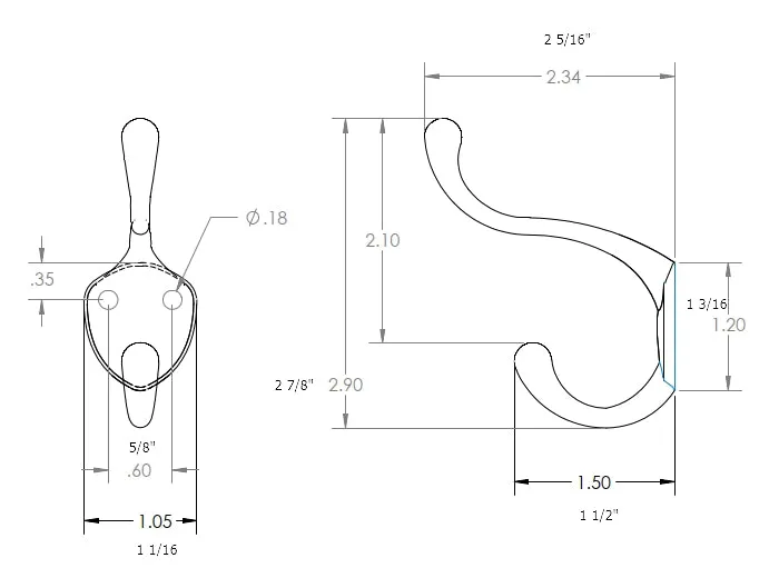 Coat and Hat Hook CH667- Polished Chrome 20 Pack