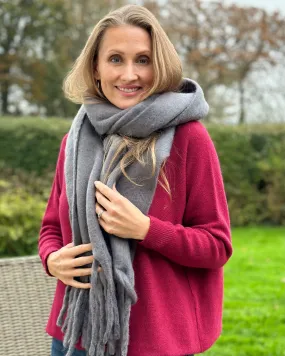 Cosy Plain Winter Scarf - Grey