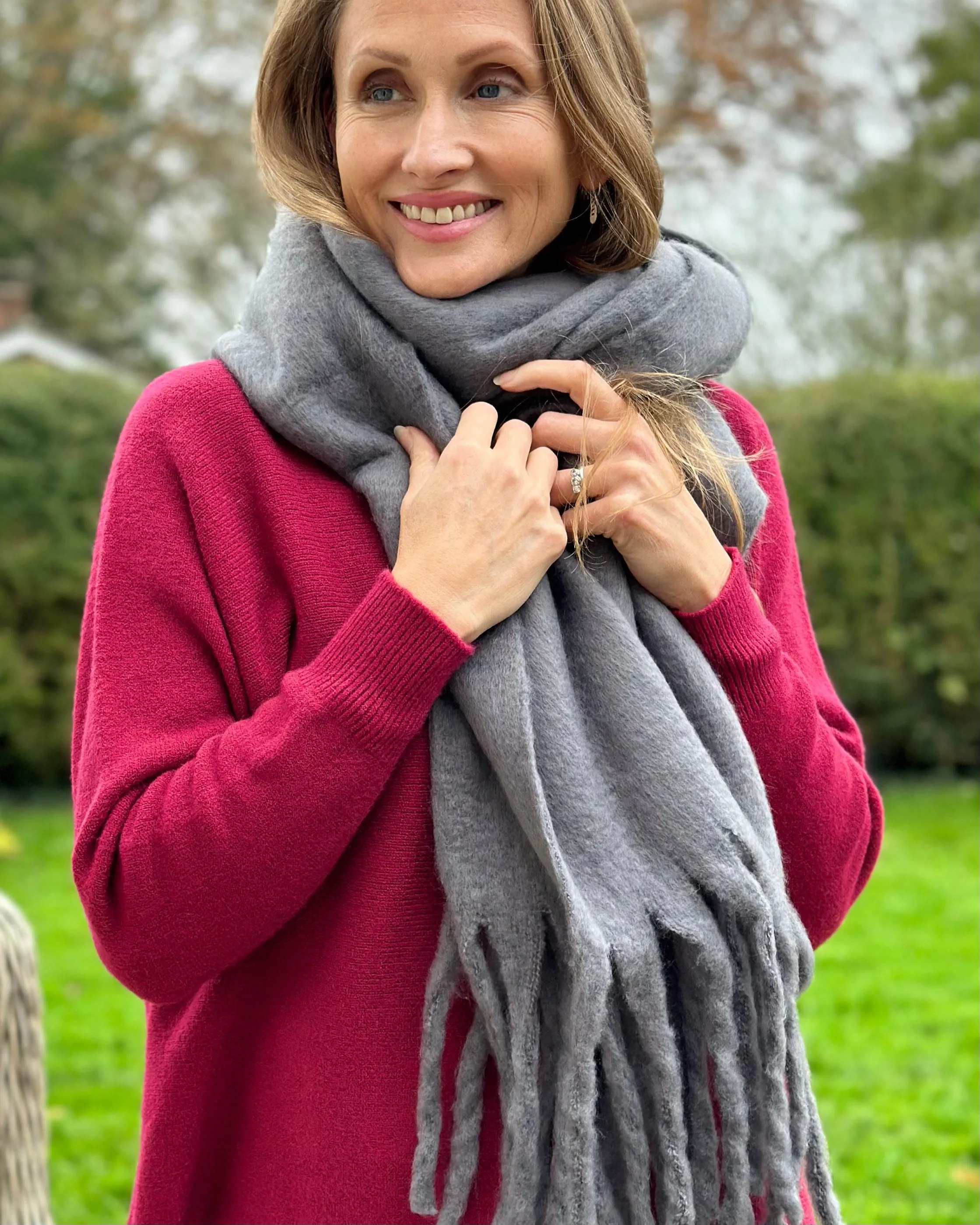 Cosy Plain Winter Scarf - Grey