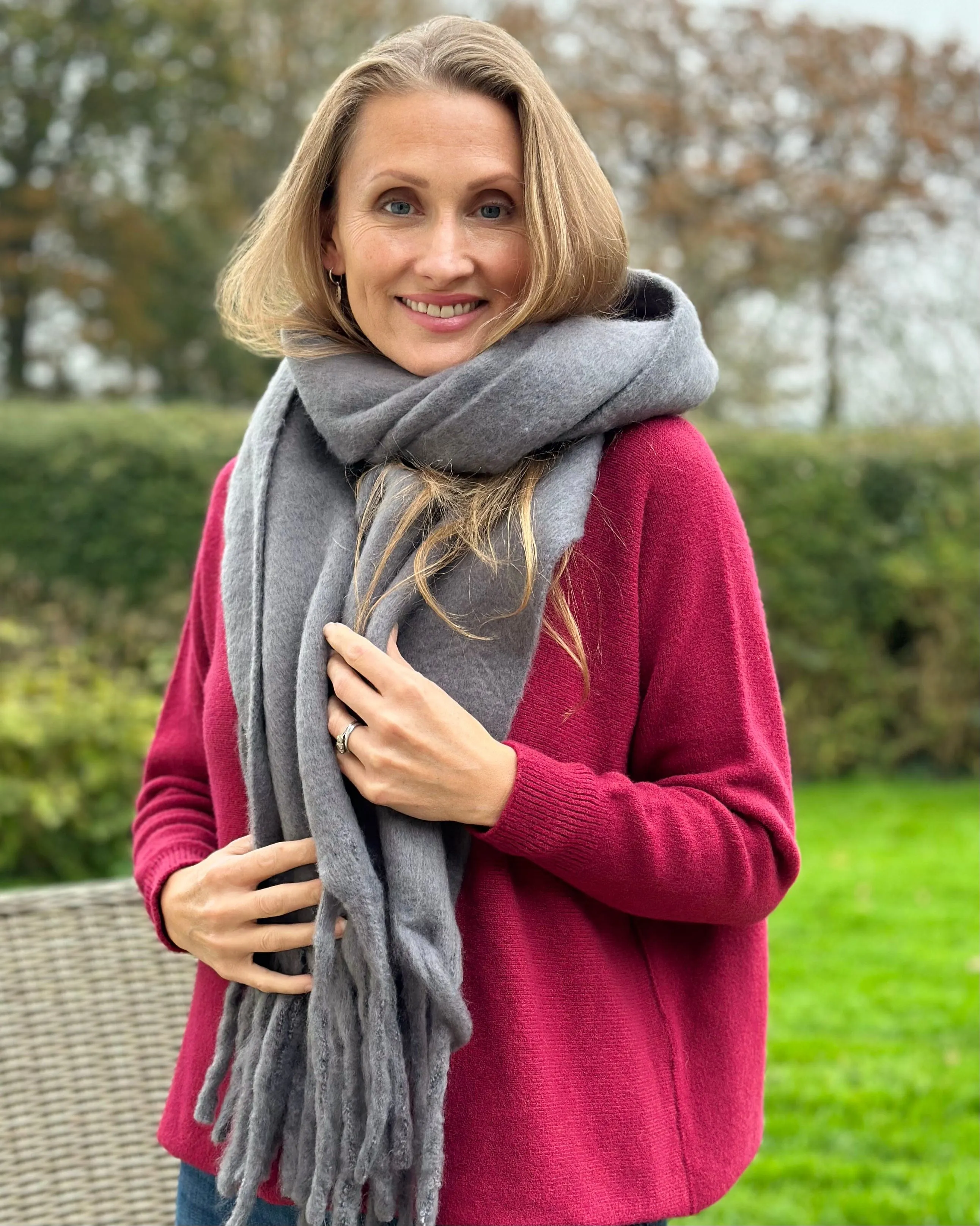 Cosy Plain Winter Scarf - Grey