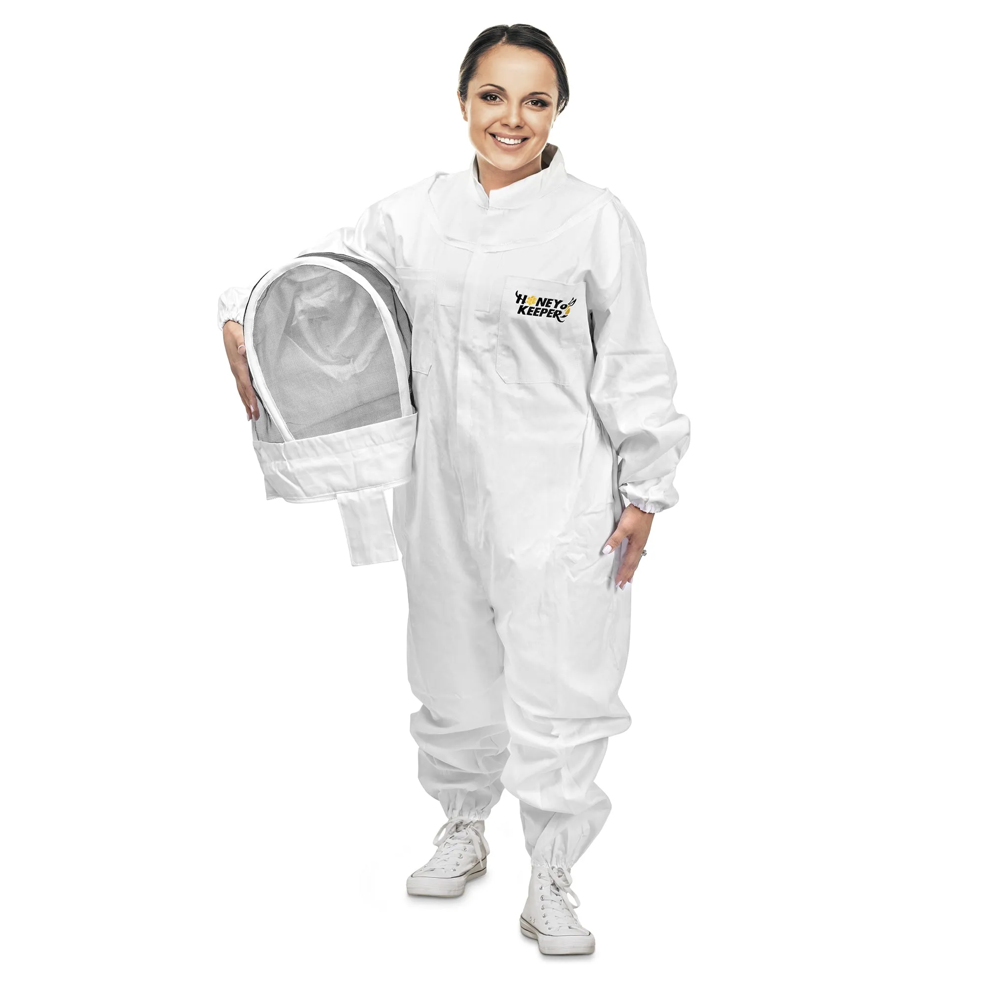 Cotton Full Body Beekeeping Suit with Veil Hood - Honey Keeper