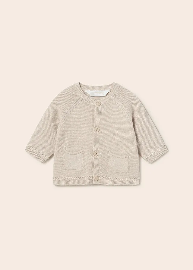 Cotton Knit Cardigan, Beige, 1360