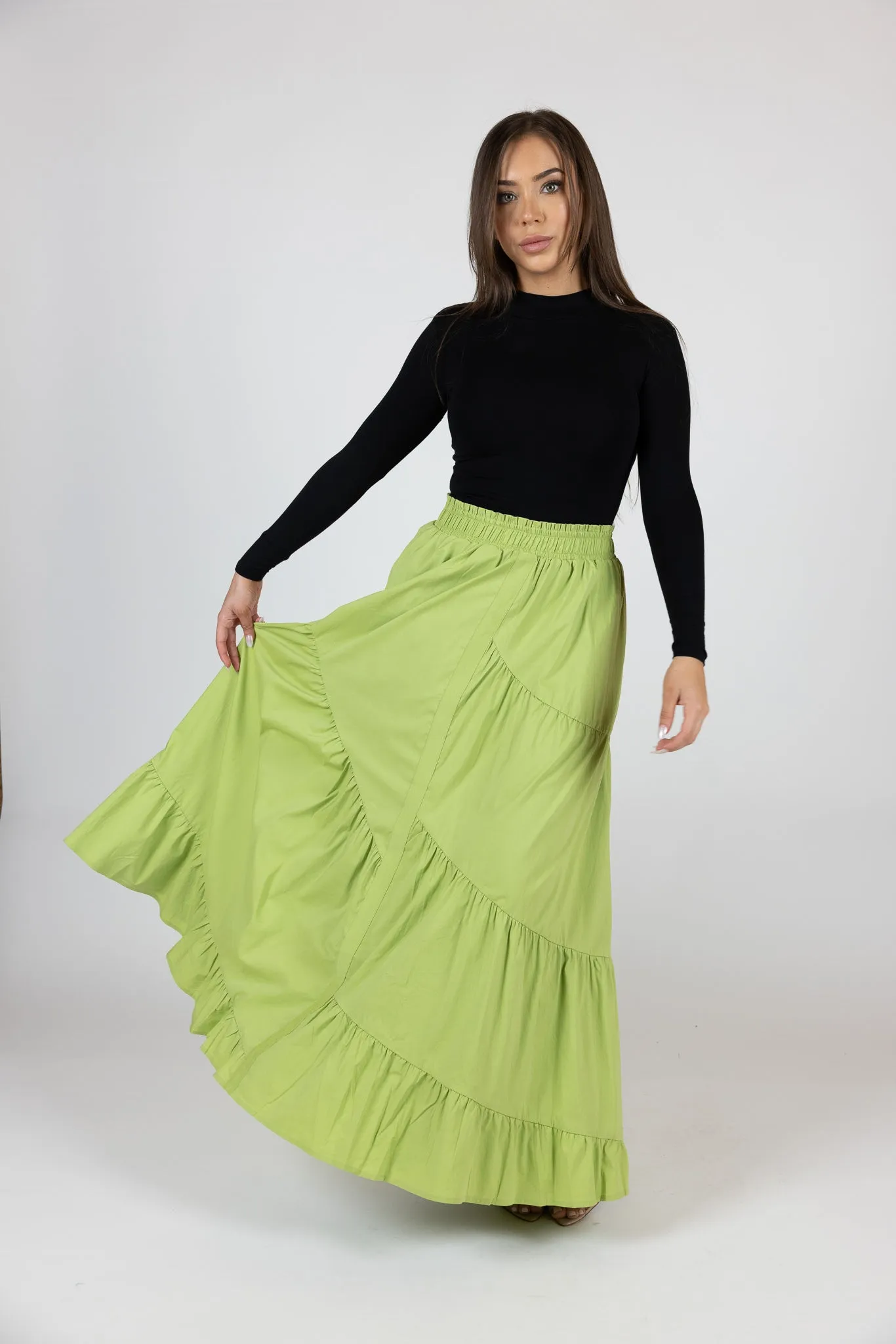 Cotton Tiered Skirt