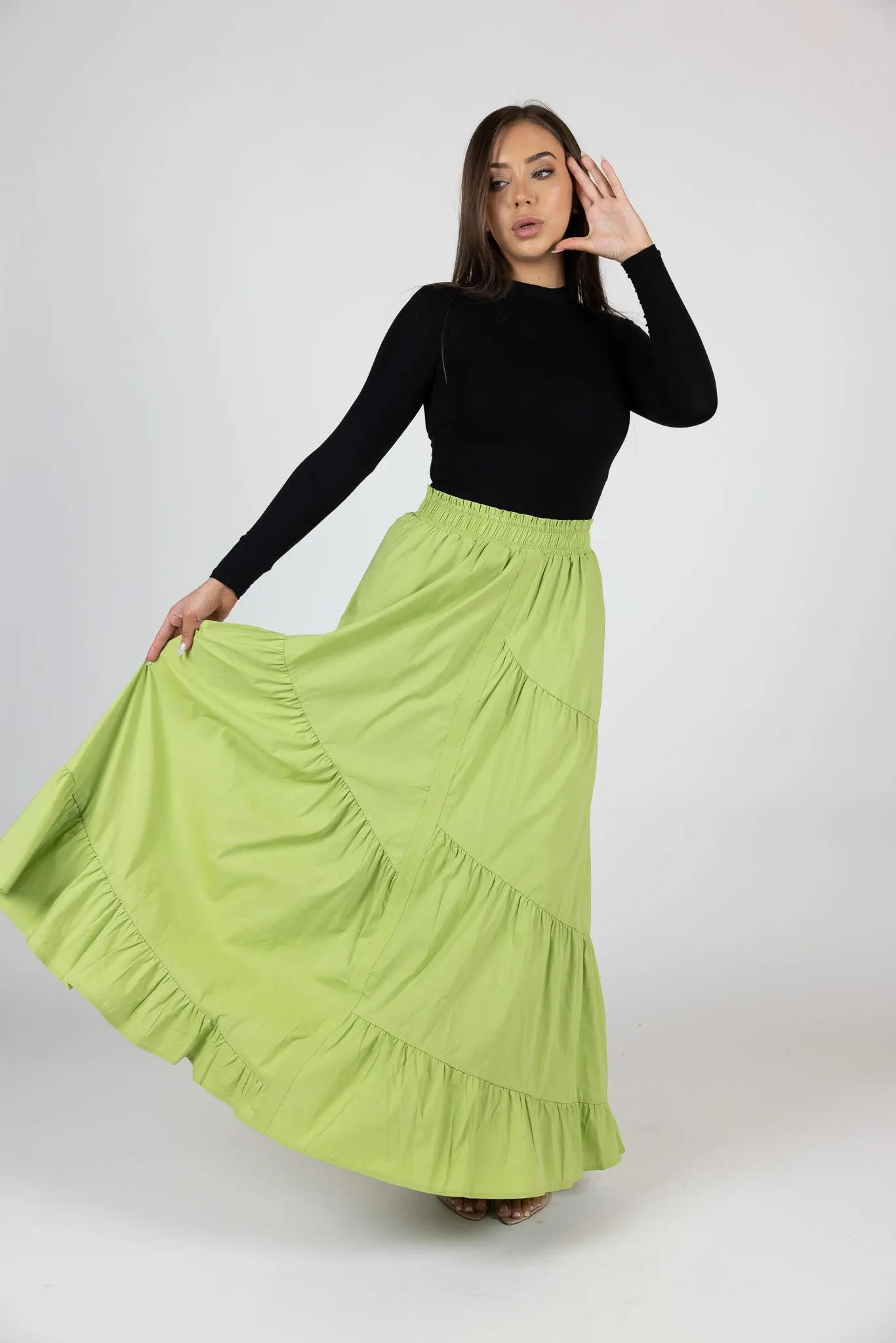 Cotton Tiered Skirt