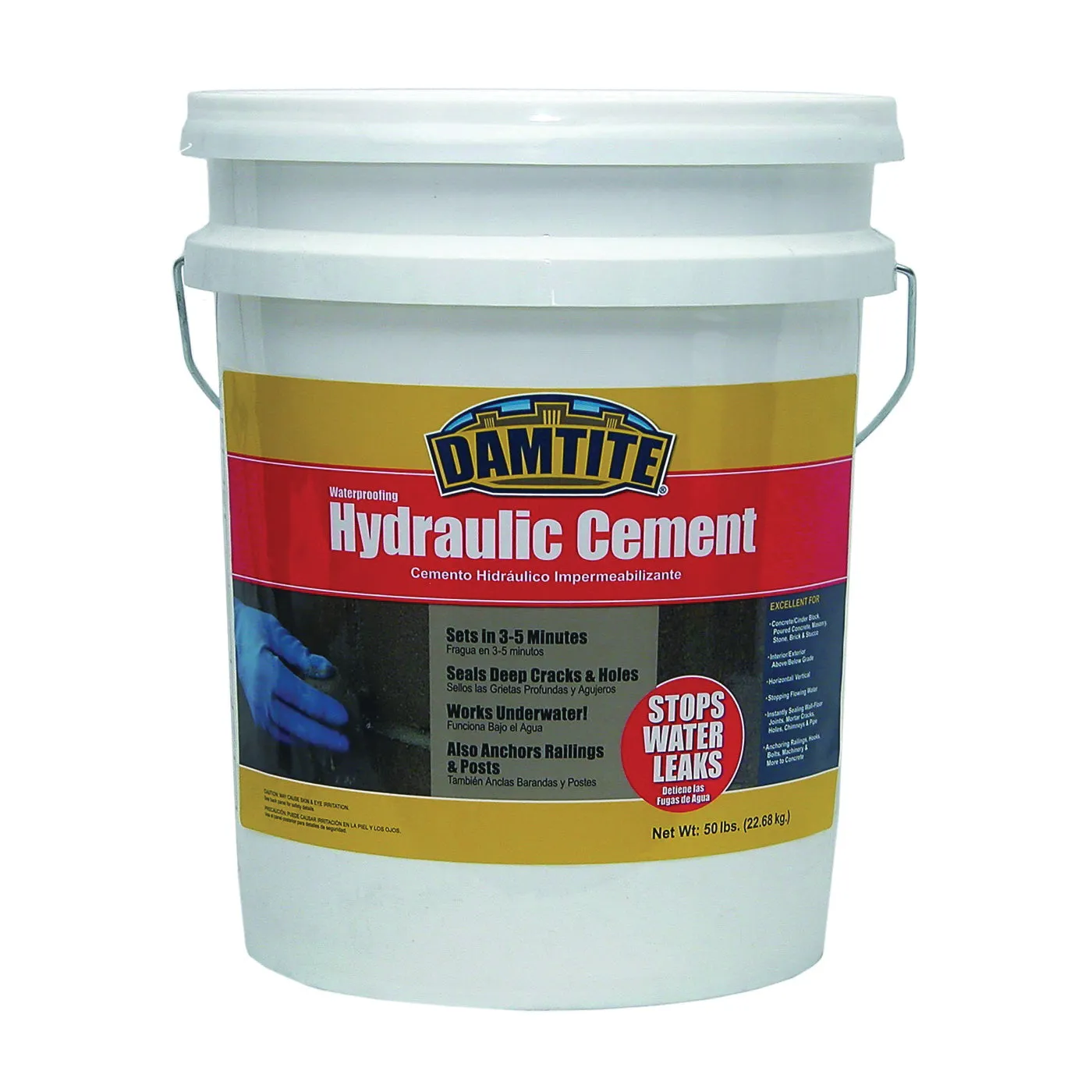 DAMTITE 07502 Hydraulic Cement, Gray, Powder, 50 lb Pail