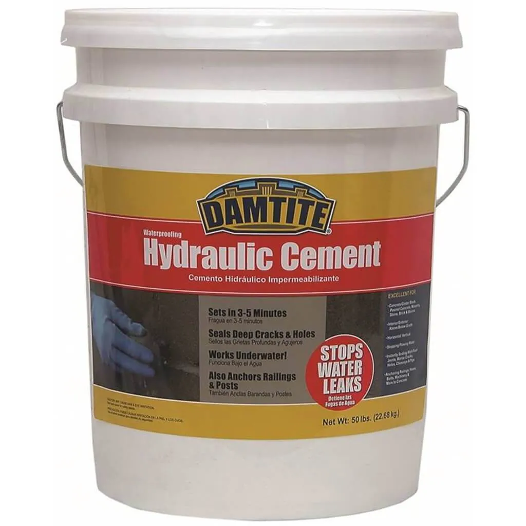 DAMTITE Hydraulic Cement, 340 cu-in Coverage Area, Gray, 50lb Pail