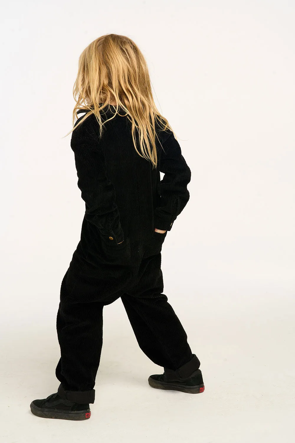 David Raven Black Corduroy Jumpsuit