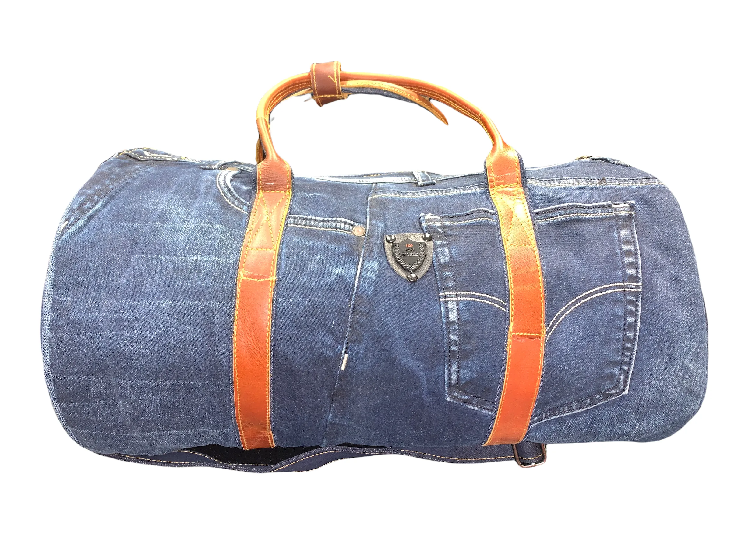 Denim duffle BAGS-03 Leather Handle Large