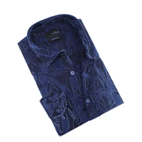 Denim Tapestry Design Stretch Jacquard Shirt