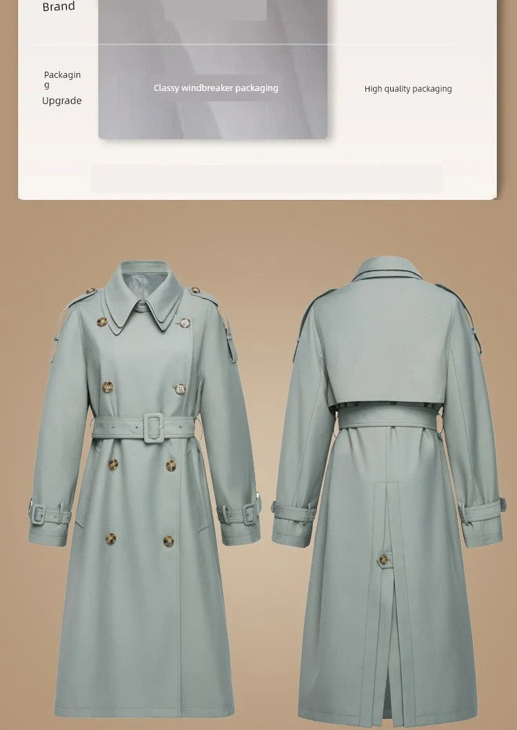 Detachable Double Collar Extended Trench Coat Retro British Style Coat 2024 Spring & Fall New Arrival