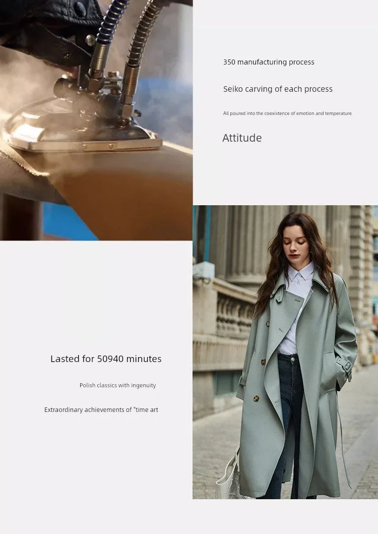 Detachable Double Collar Extended Trench Coat Retro British Style Coat 2024 Spring & Fall New Arrival