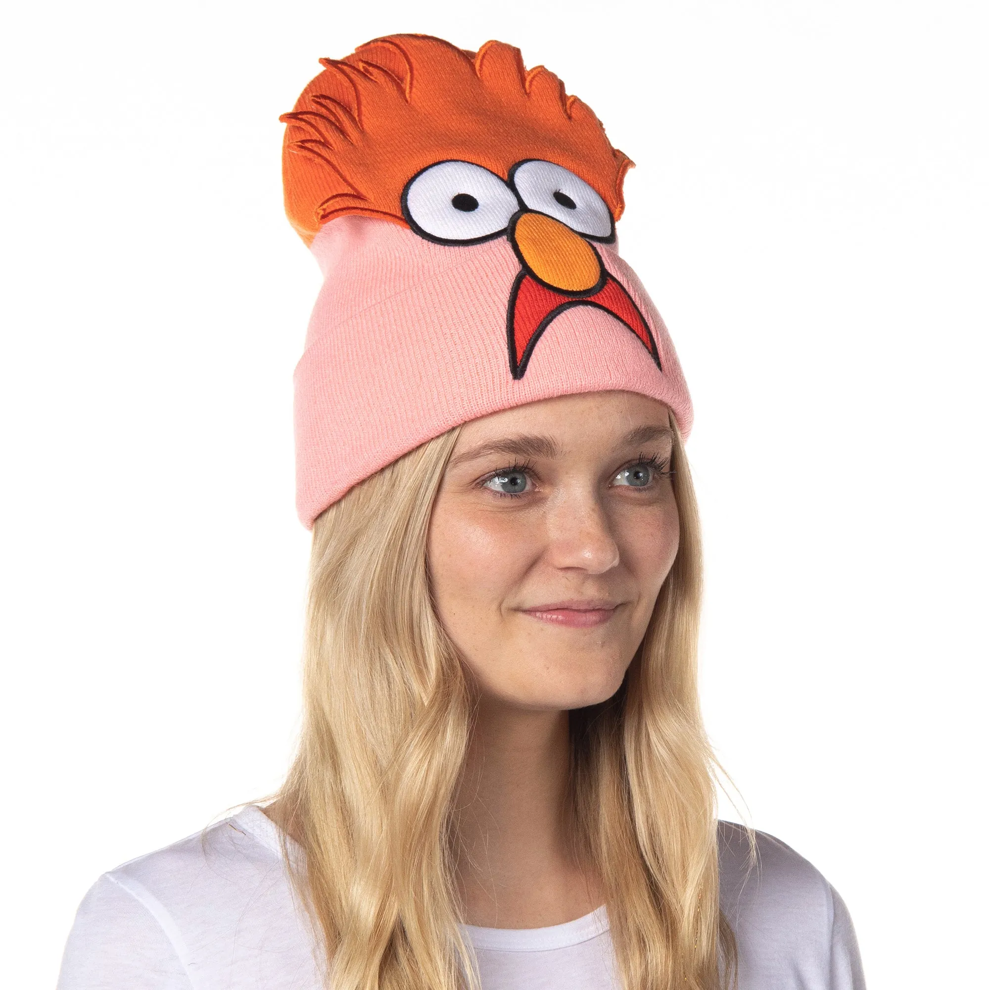 Disney The Muppets Beaker Beanie 3D Character Face Knit Beanie Hat Skull Cap