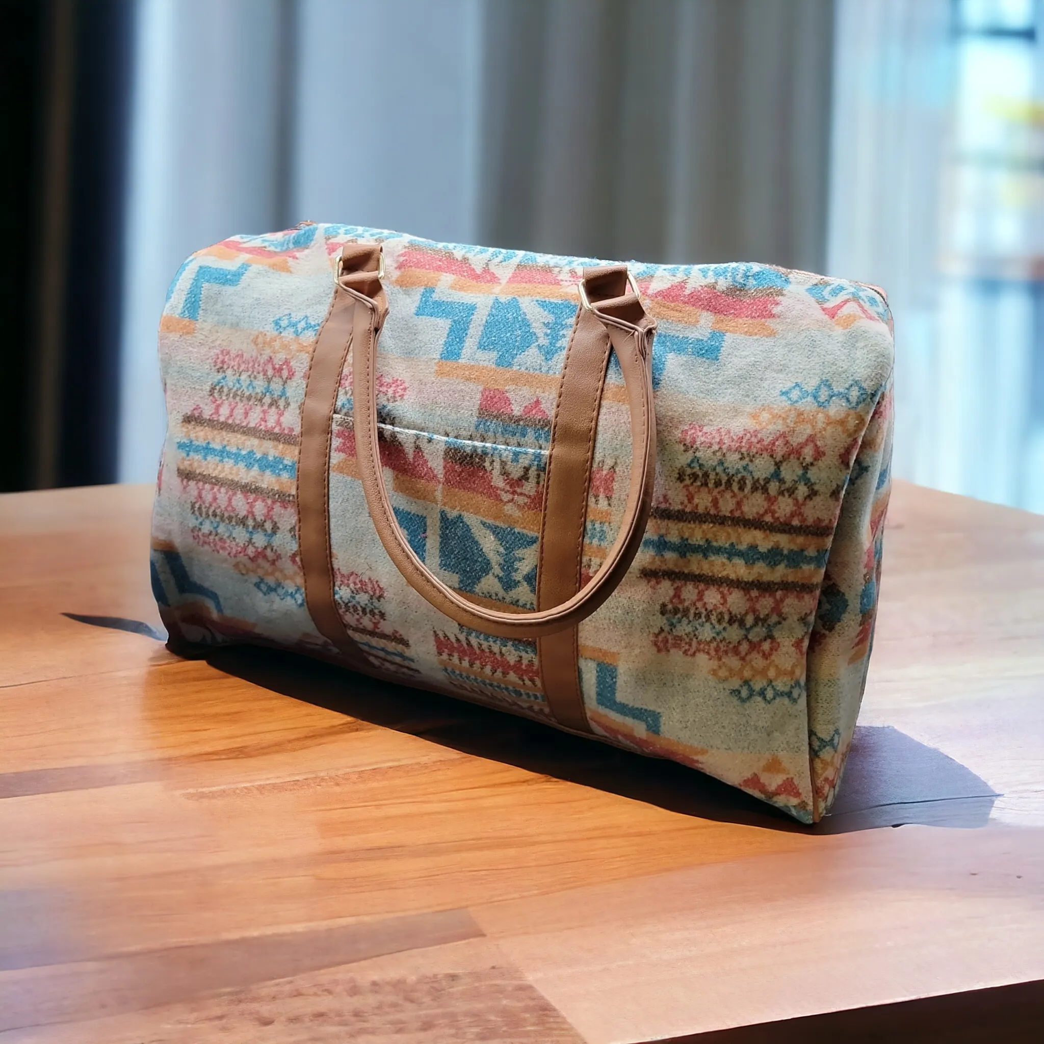 Duffle Bag (turquoise and beige)