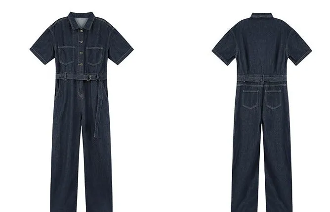 EIGHTHMONTH August denim jumpsuit female summer long thin section design sense niche work jumpsuit 2022 new