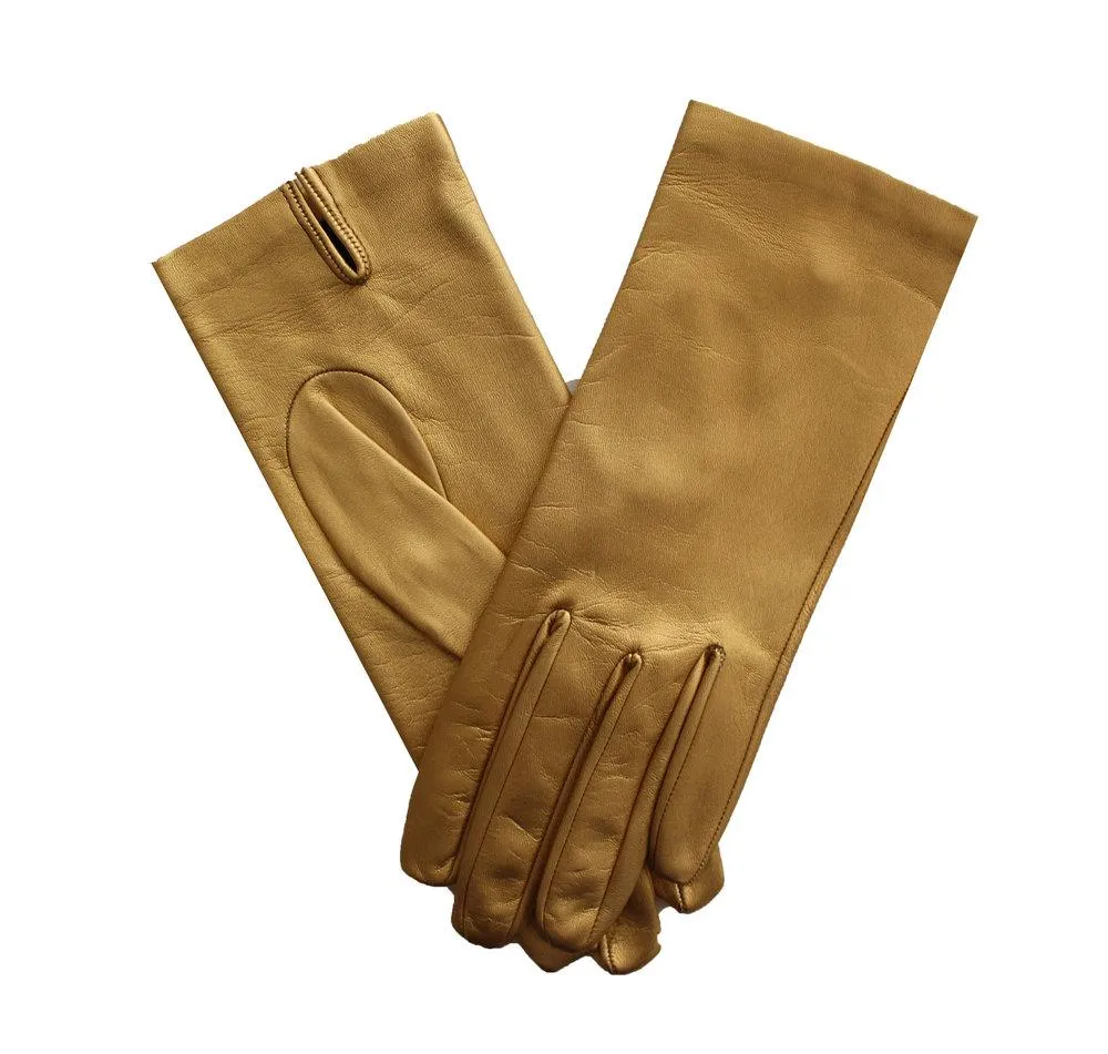 Elisa - Women's Silk Lined Metallic Leather Gloves