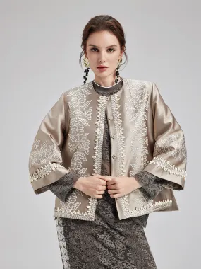 Embroidered Beaded Shell Cape Coat