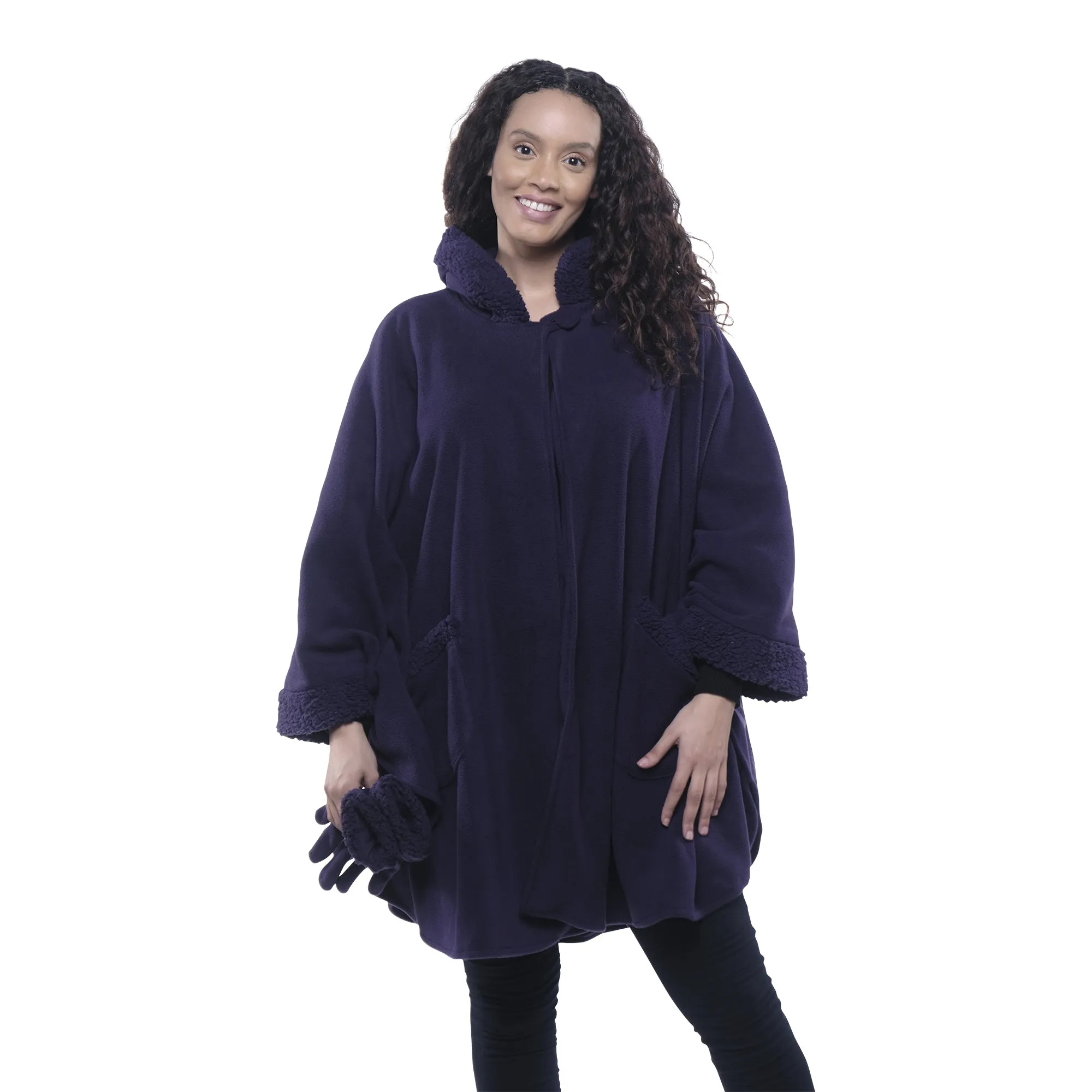 Emily Sherpa Trimmed Cozy Coat and Glove Set