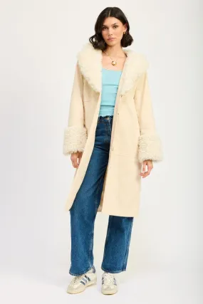 Emory Park FAUX FUR MID TRENCH COAT