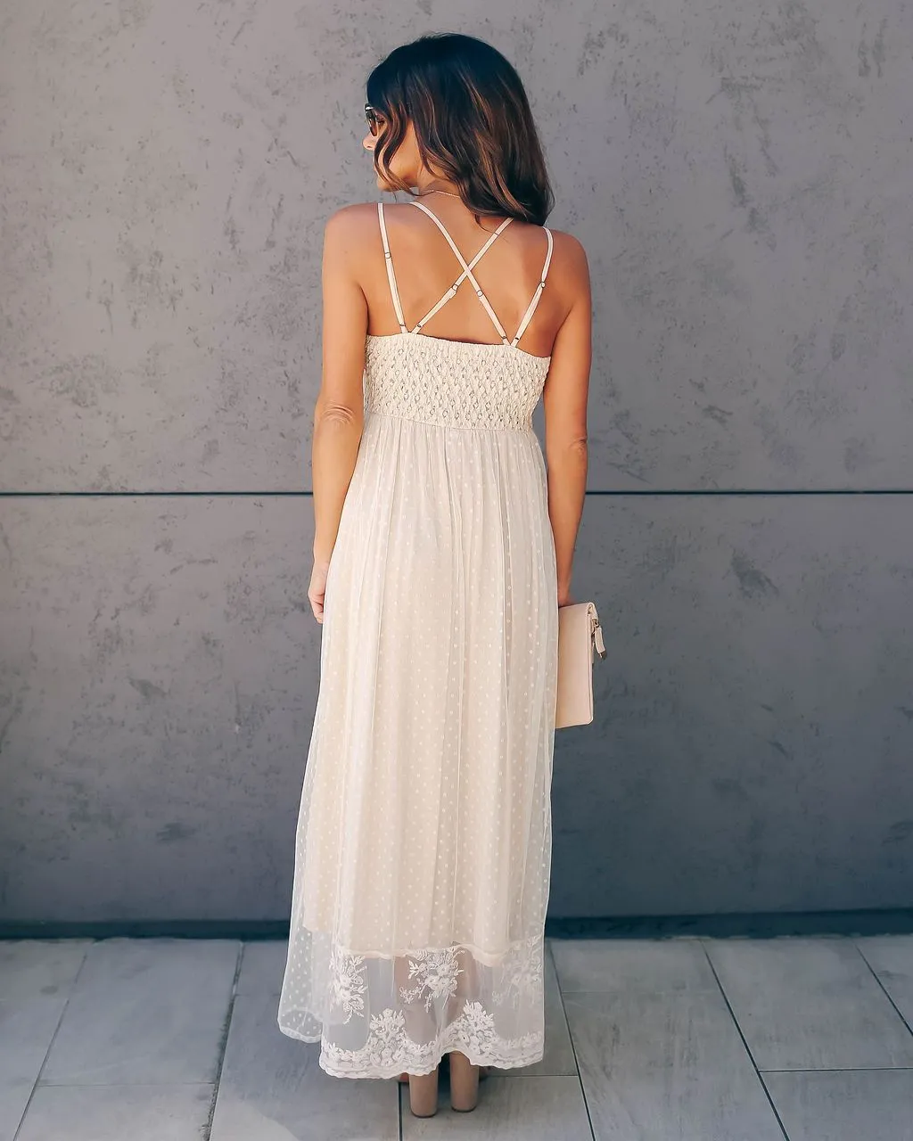 Exclusively Yours Lace Mixed Fabric Maxi Dress