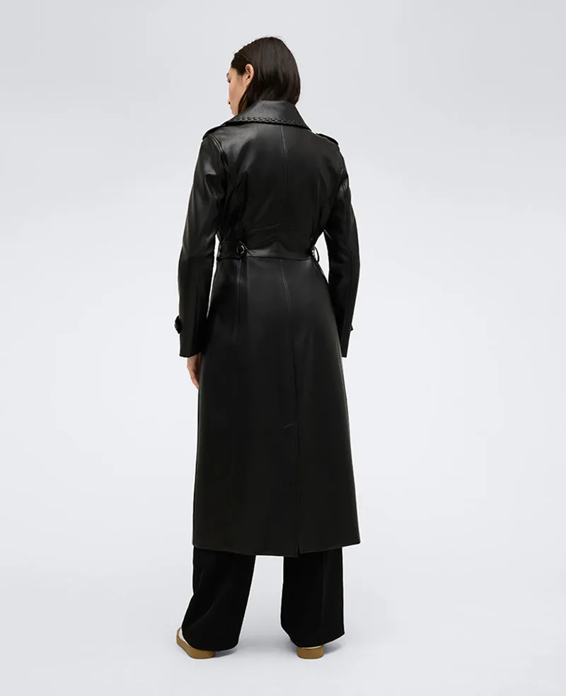 Faux Leather Belted Trench