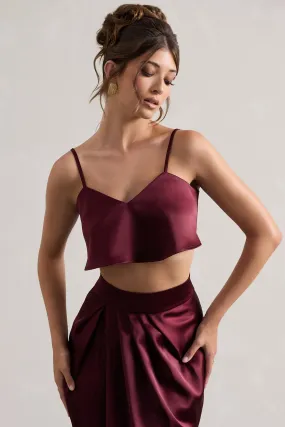 Fawn | Plum Satin Cami Crop Top