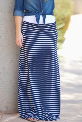 First In Line Maxi Skirt - Navy