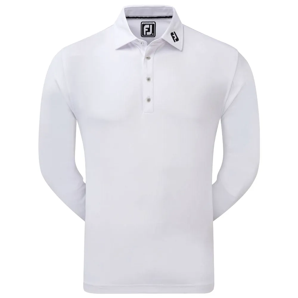 FootJoy Thermolite Long Sleeve Smooth Pique Polo Shirt - White