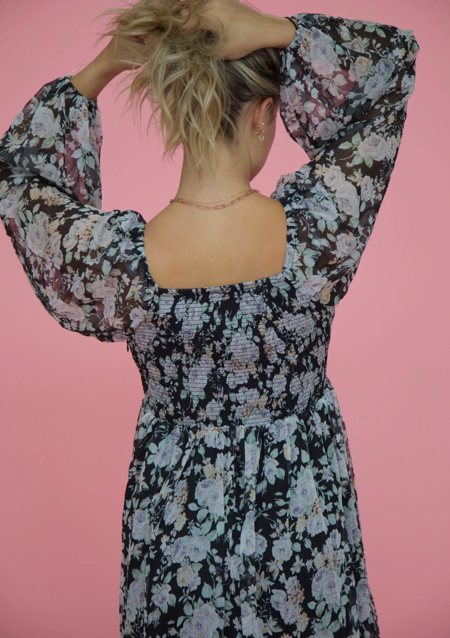 Forever Floral Dress In Black