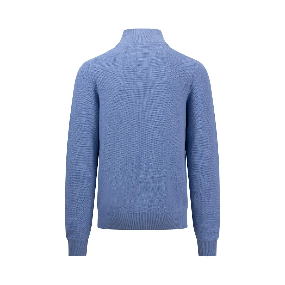 Fynch-Hatton Pure Cotton Half Zip Jumper 1413222 Crystal Blue