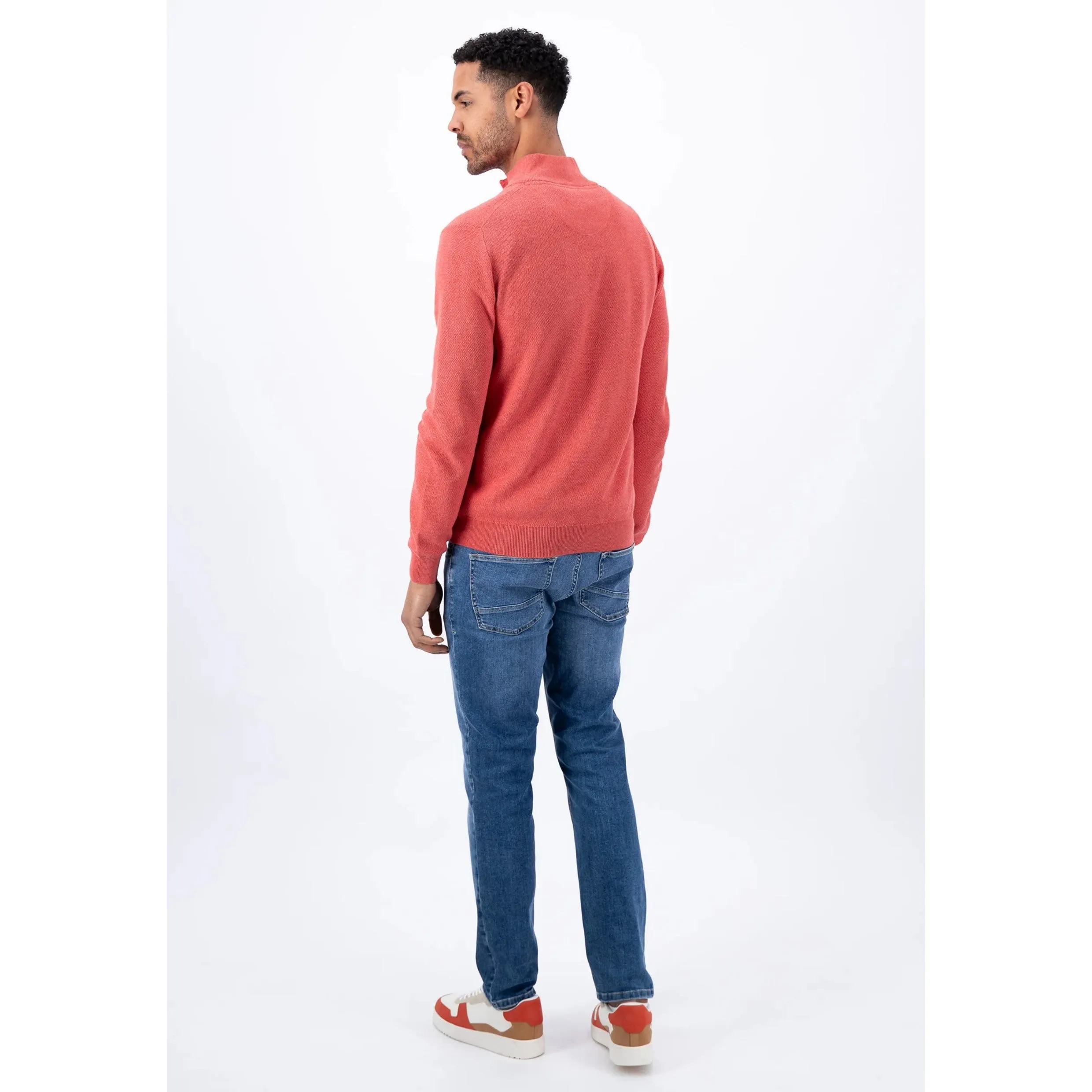 Fynch-Hatton Pure Cotton Half Zip Jumper 1413222 Orient Red