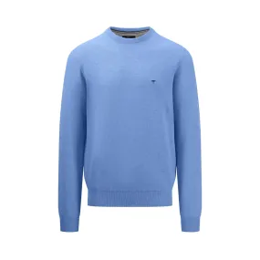 Fynch-Hatton Superfine Cotton Crew Neck Jumper 1413 220 - Crystal Blue