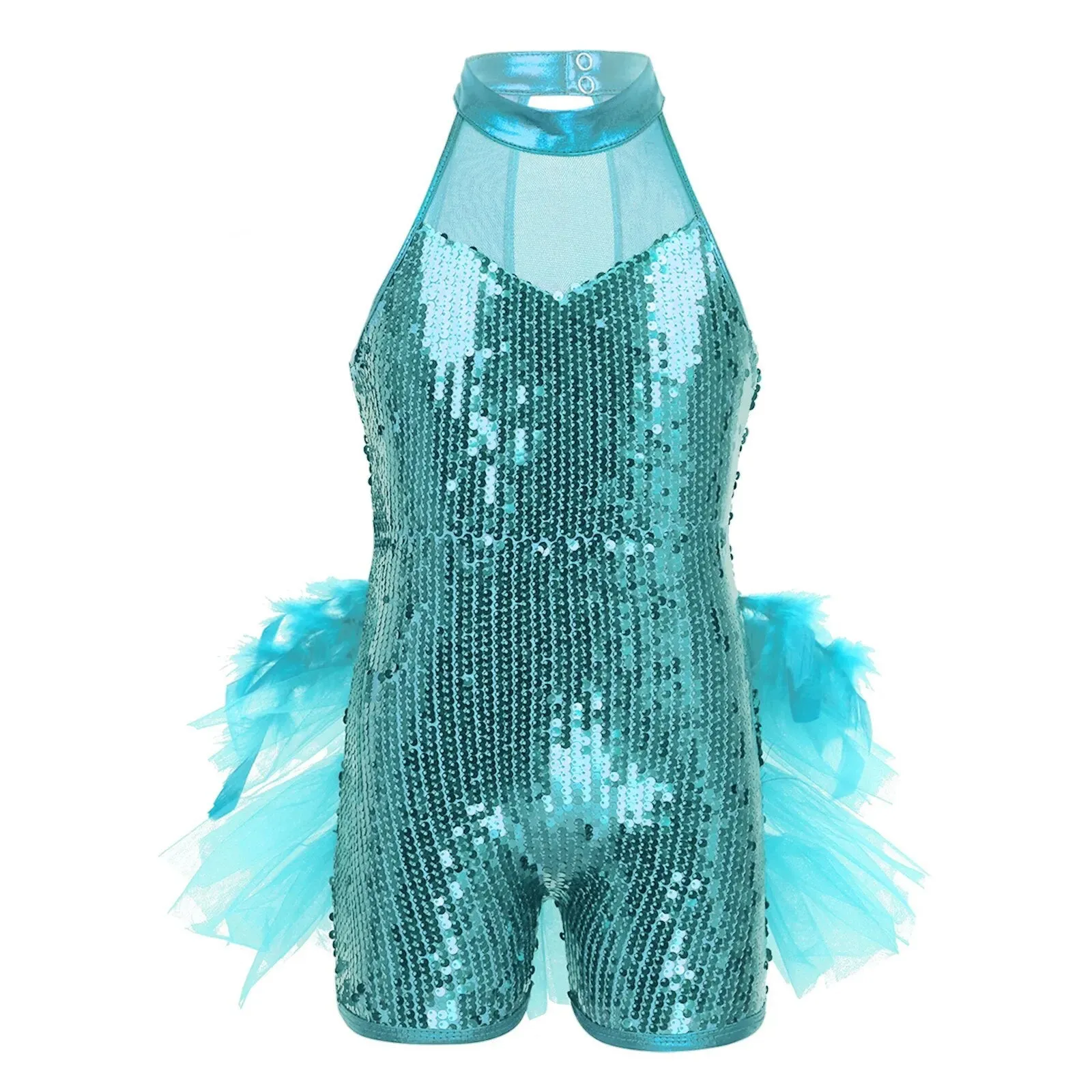 Girls Sequined Jazz Latin Ballet Dance Costume Leotard Jumpsuit