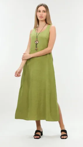 Green Maxi Dress With Open Side