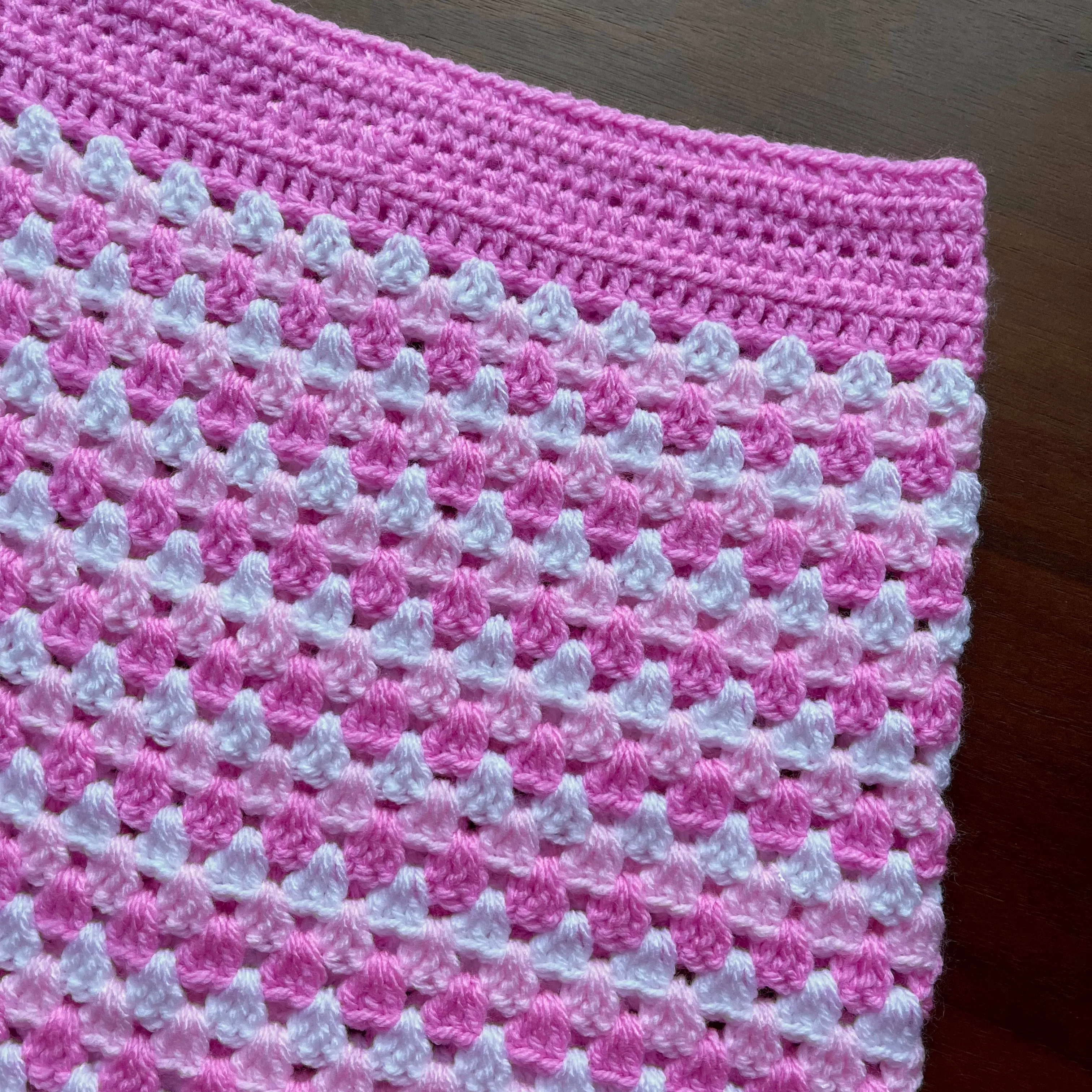 Handmade retro crochet mini skirt in pink and white