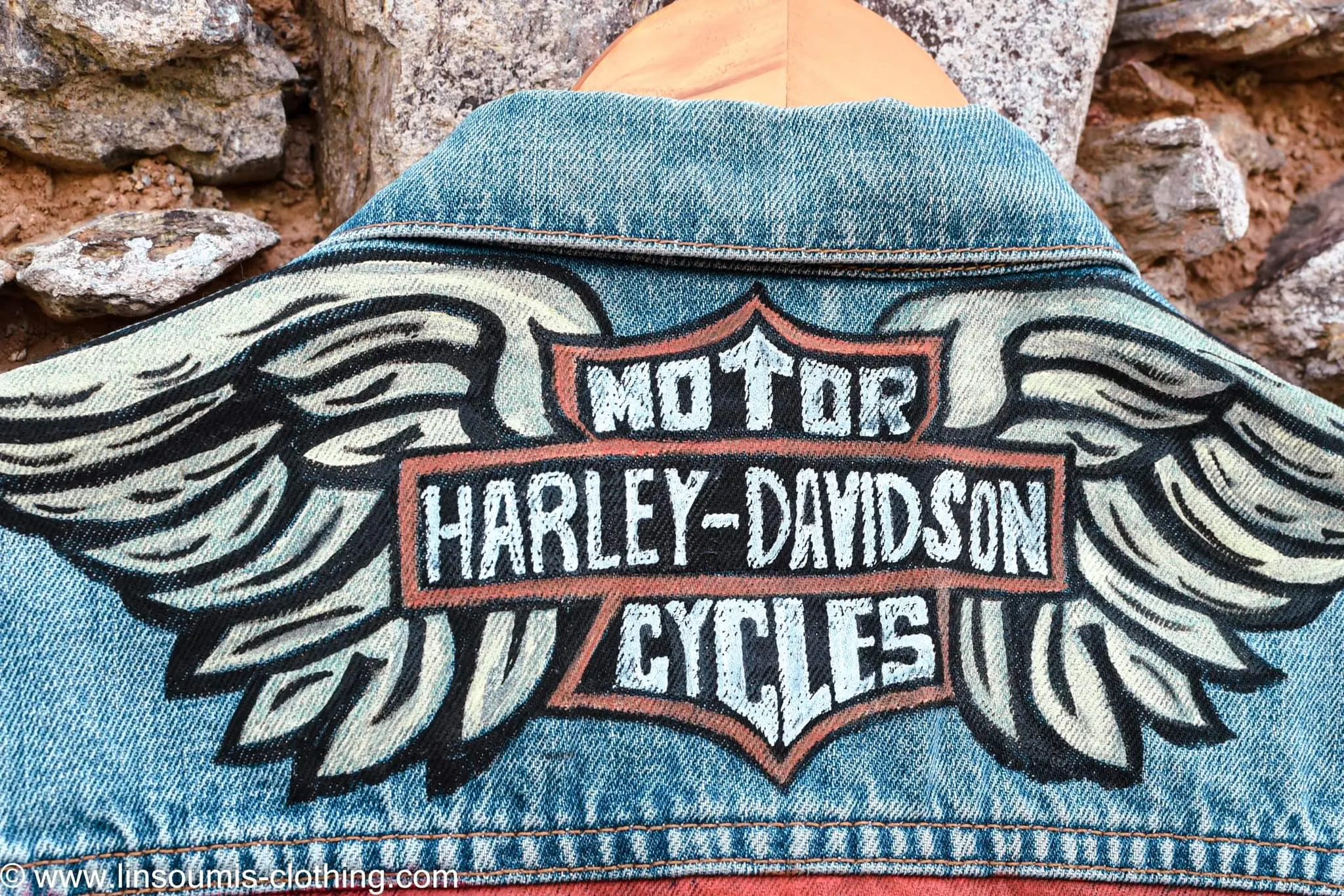 Handpainted Levi's Jacket/ Veste levis vintage peinte main biker family