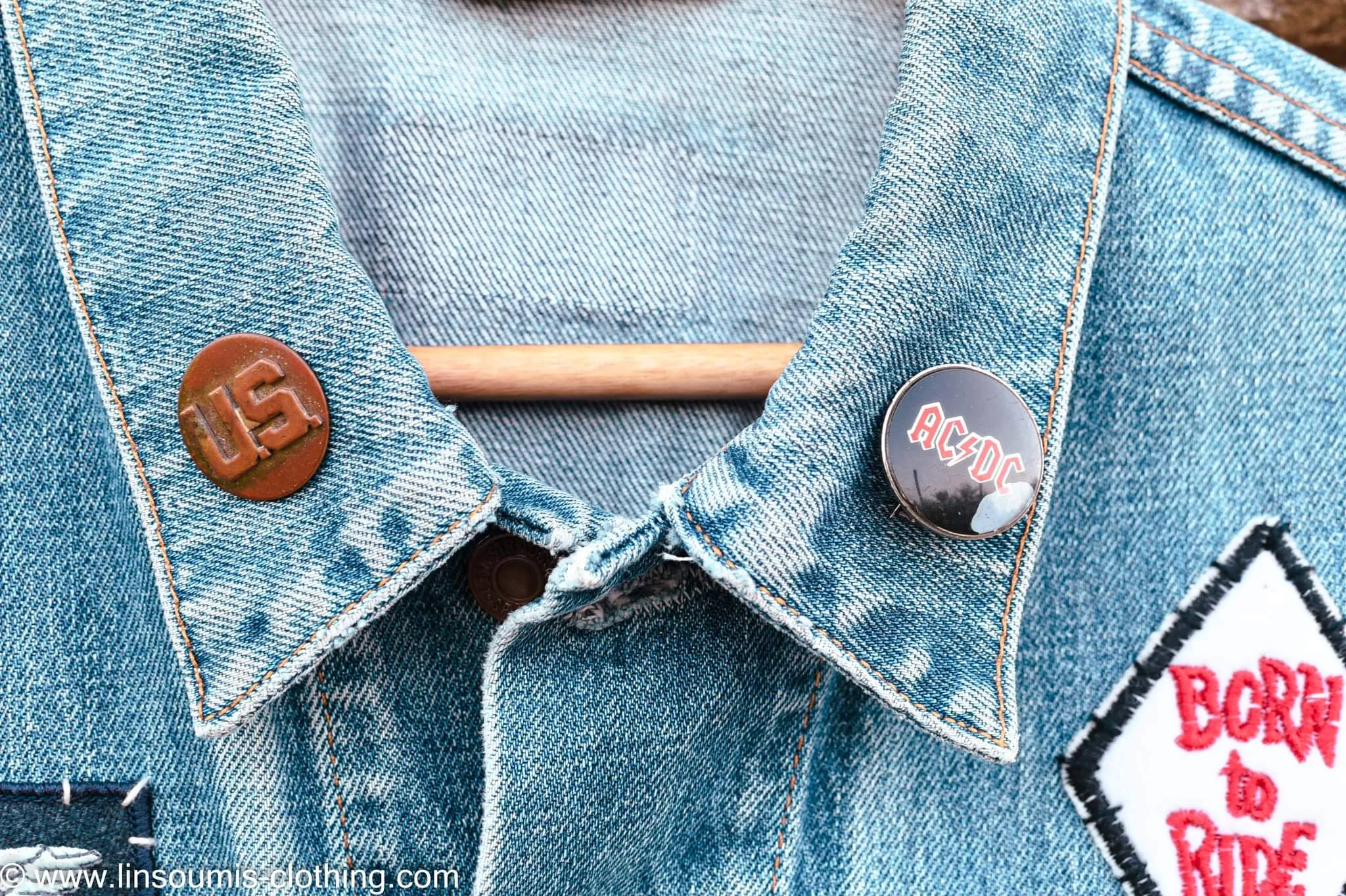 Handpainted Levi's Jacket/ Veste levis vintage peinte main biker family