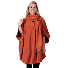 Hannah Fleece Cozy Coat Cape with attached Textured Fleece Scarf