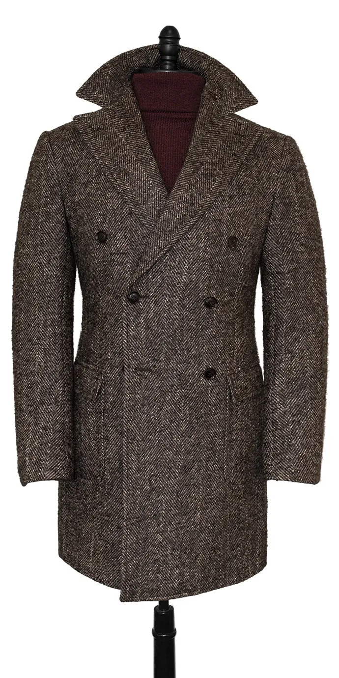 HERRINGBONE BROWN OVERCOAT