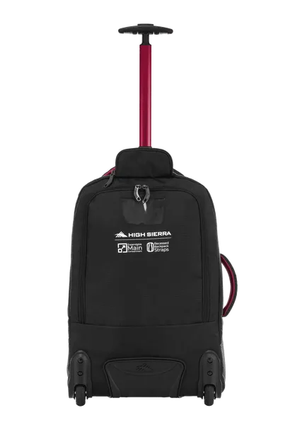 High Sierra - Composite V4 56cm Small RFID Wheeled Duffle With Backpack Straps - Black/Red