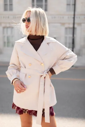 In The Trenches Beige Mid Length Trench Coat FINAL SALE