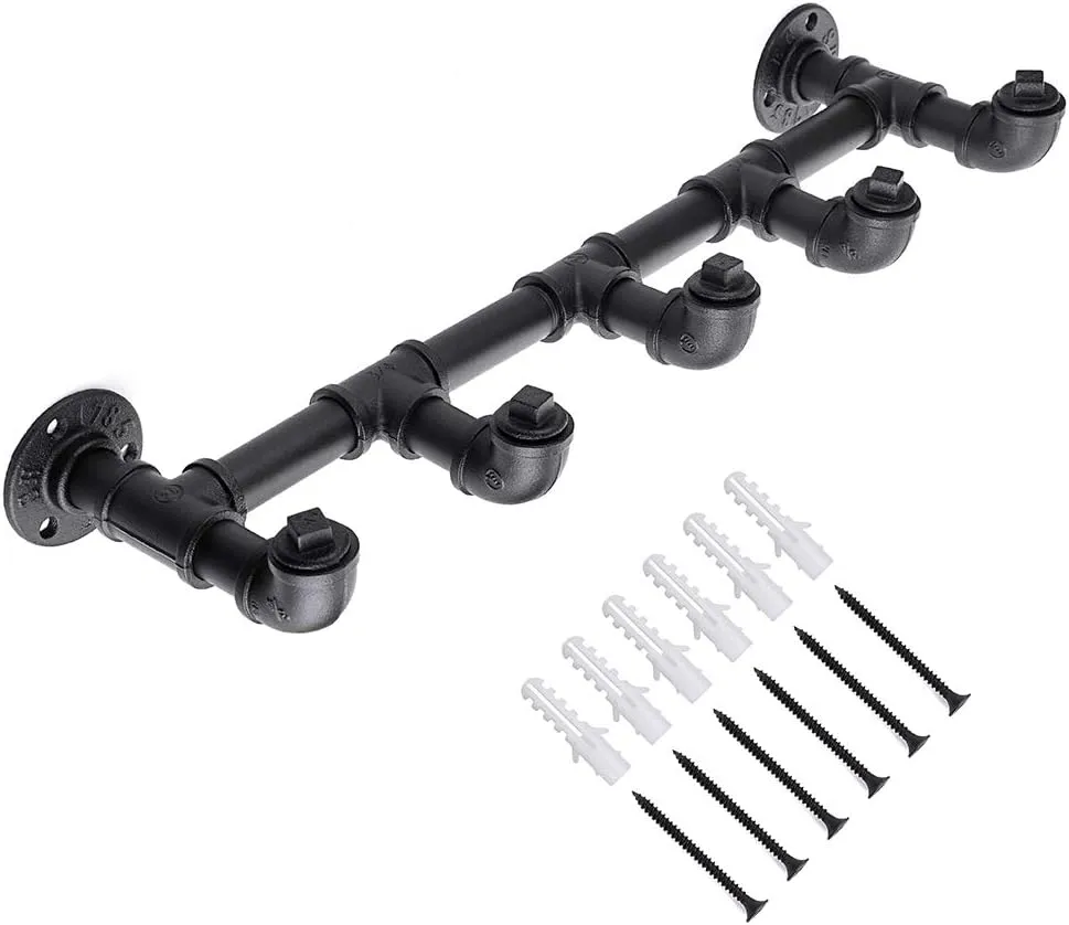 Industrial Pipe Coat Towel Rack with 5 Hooks