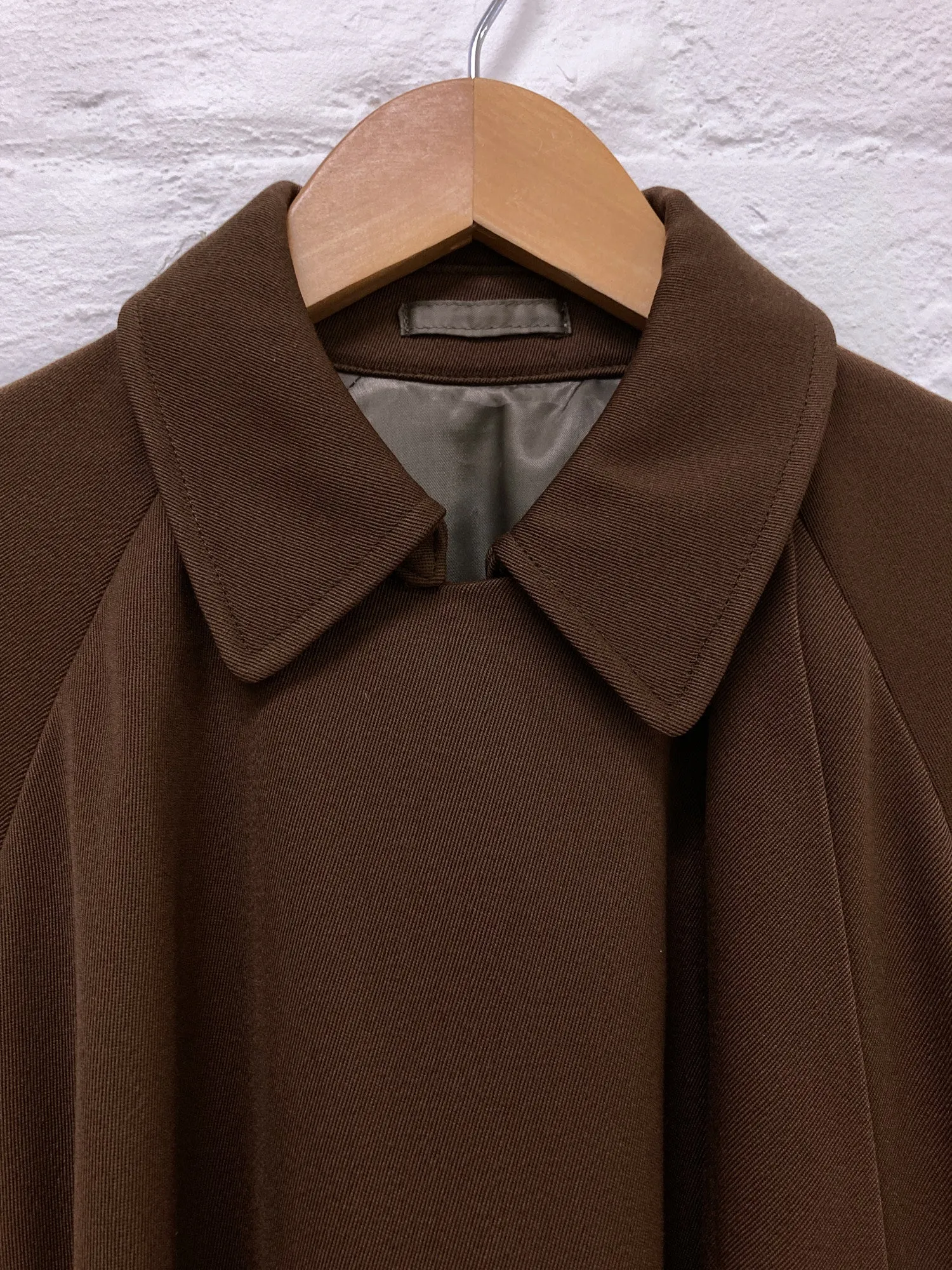 Kenzo Paris 1980s brown wool gabardine flared gown coat