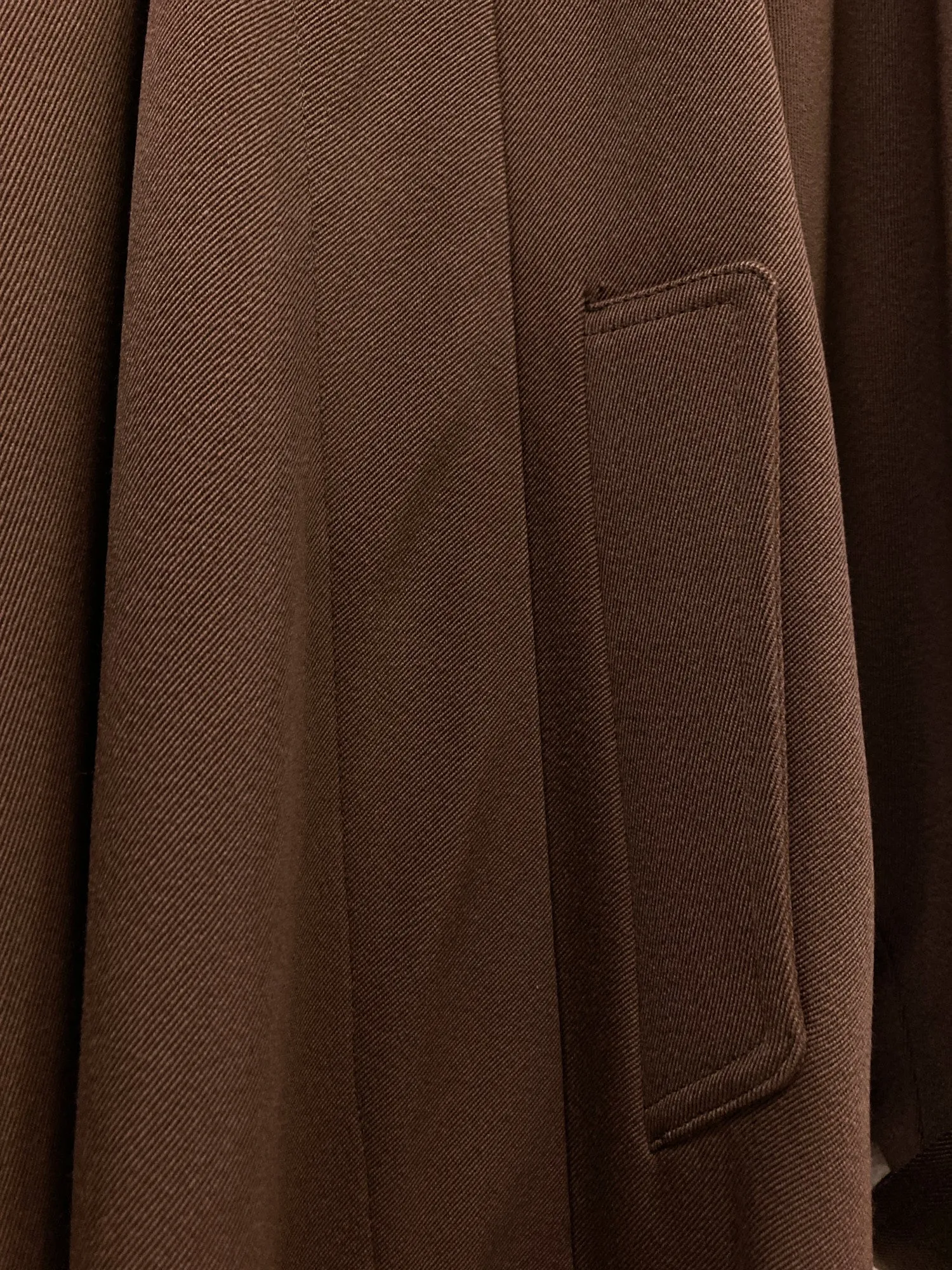 Kenzo Paris 1980s brown wool gabardine flared gown coat