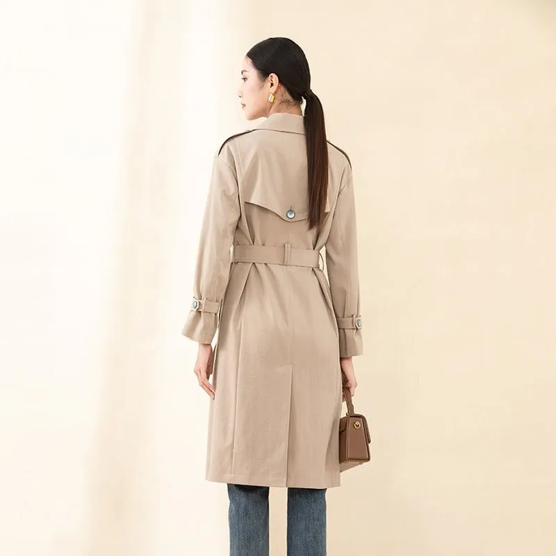 Khaki Long Double Breasted Trench Coats